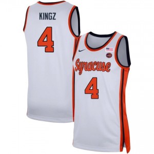 Men's Nate Kingz White Syracuse Orange #4 College Basketball University Jerseys 187417-547