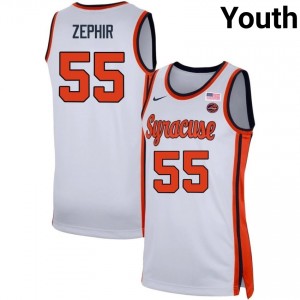 Youth Bryce Zephir White Syracuse Orange #55 College Basketball Replica Jersey 888152-454