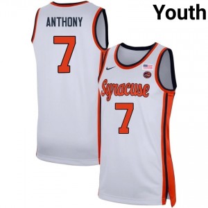 Youth Kiyan Anthony White Syracuse Orange #7 College Basketball Official Jersey 743125-129