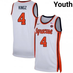 Youth Nate Kingz White Syracuse Orange #4 College Basketball Replica Jerseys 313823-227